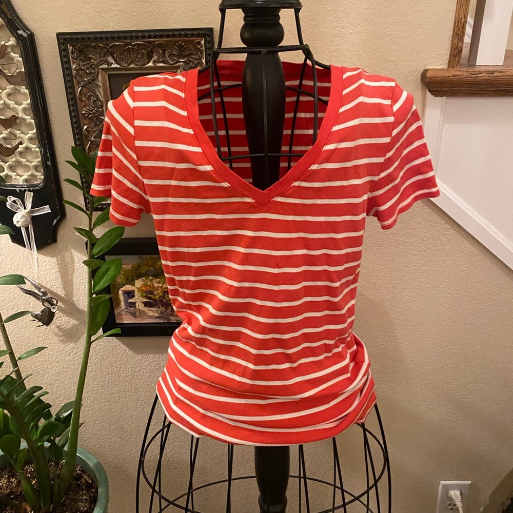 Soft V Neck Striped Tee